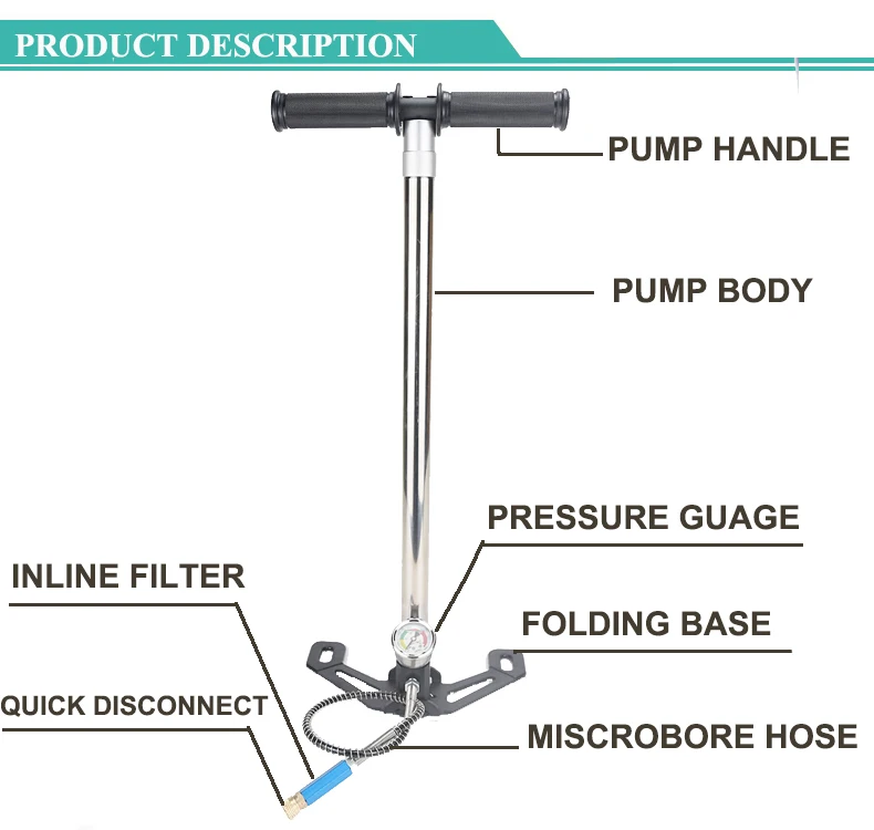Pcp Airgun High Pressure Hand Pump 4500psi For Benjamin ...