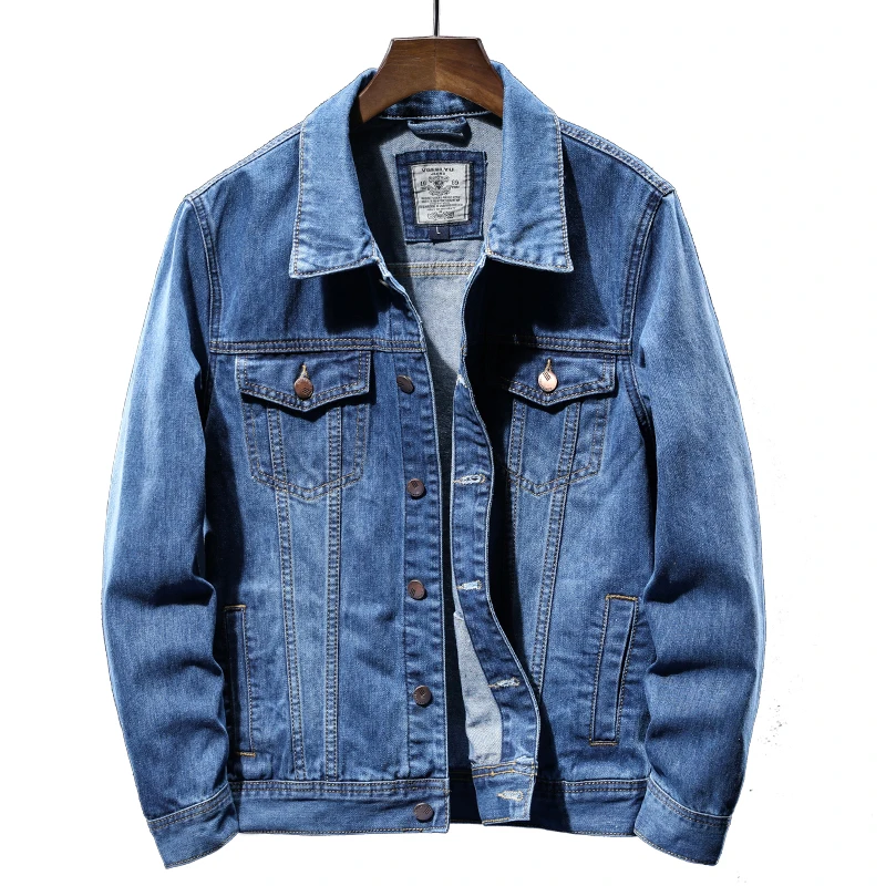 

fashion plus size blue Motorcycle denim jacket men casual winter cotton button custom factory wholesale jeans jackets men