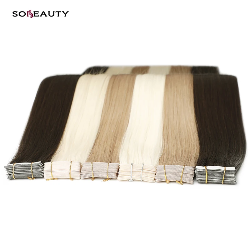 

20% OFF Wholesale Russian Remy Tape Hair Extensions Double Drawn Tape In Hair Extensions Virgin Human Tape Hair, Any color 34 different colors;can customized