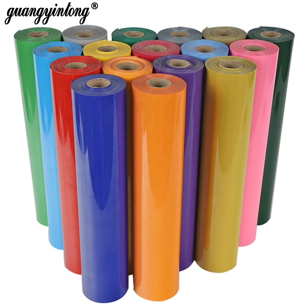 Guangyintong Textile Custom Logo PVC Glossy Film Transfer Paper High-Temperature Foil Sticky Htv Roll Wholesale Garment Use A4