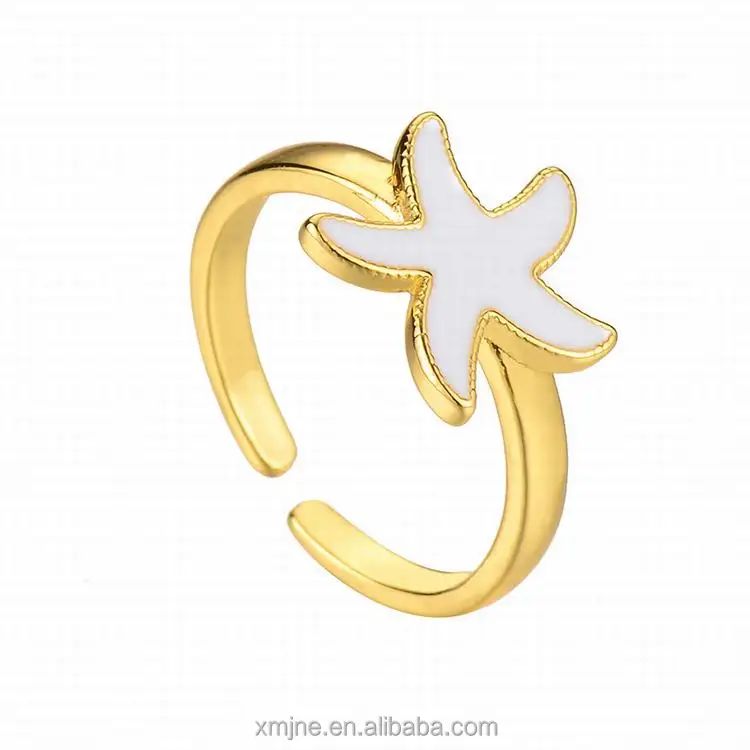 

Ins European And American Personality Copper Gold-Plated Starfish Shape Open Ring Couple Retro Ring Ring