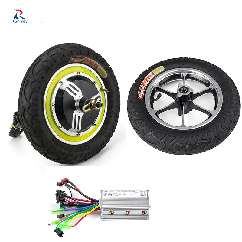 Electric Scooter Motor Wheel Brushless Motor Front Wheel, Brushless Controller 24V/36V/48V 350W 12 INCH