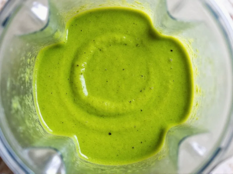Vibrant green enchilada sauce in blender