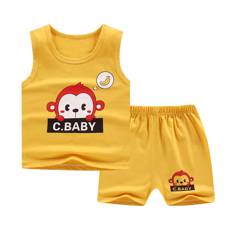 

Comfotable sleeveless shorts set 2 piece cotton tshirts new kids children fashion clothes