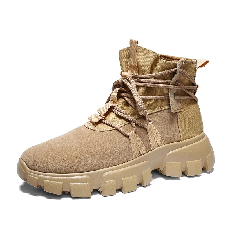 

High Nech Lace Up Classic Men's Boots Stylish Fur Boots, As picture or customed