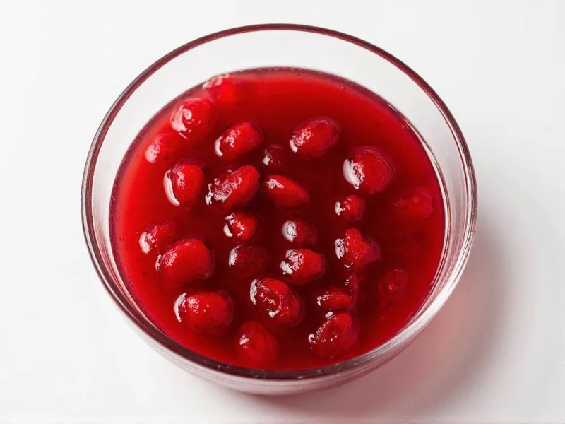 Vibrant red cherry pie filling in glass bowl