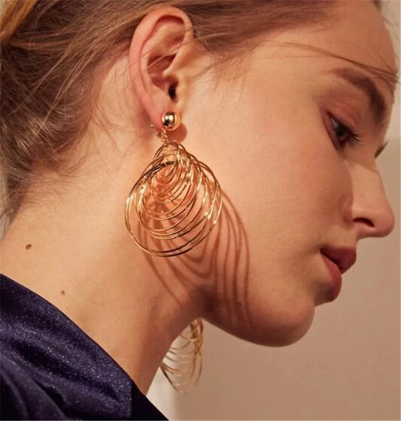 

Korea Style Gold Plated Hoop Earrings for Women Geometric Cross Drop Earring, Picture