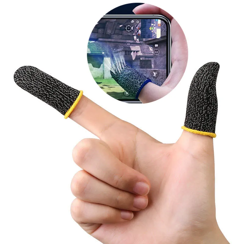 

2pcs Finger Cover Game Controller Sweat Proof mobile game sleeve finger Sensitive Touch Screen Breathable Finger Sleeve, Black