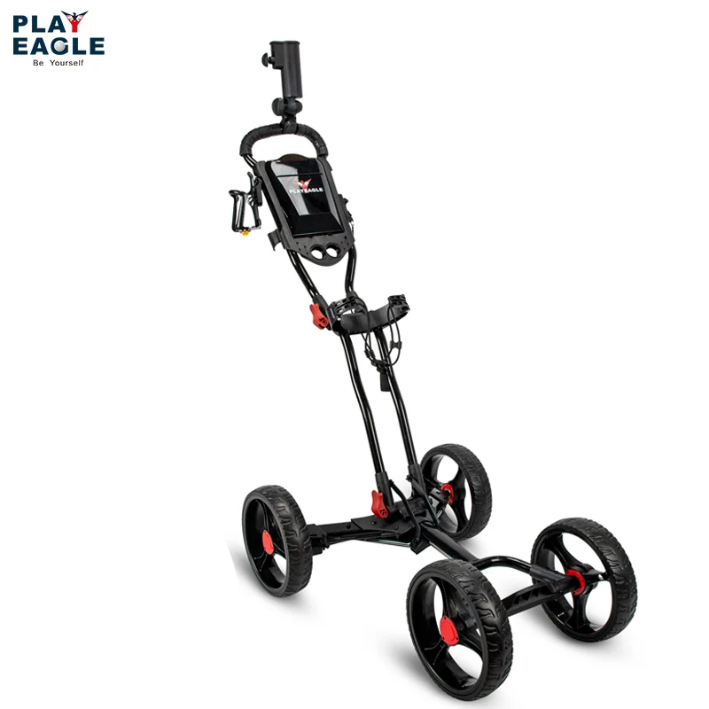 

Playeagle Aluminum 4 Wheels Pull Cart Golf Trolley Foldable Golf Push Cart, Black,white