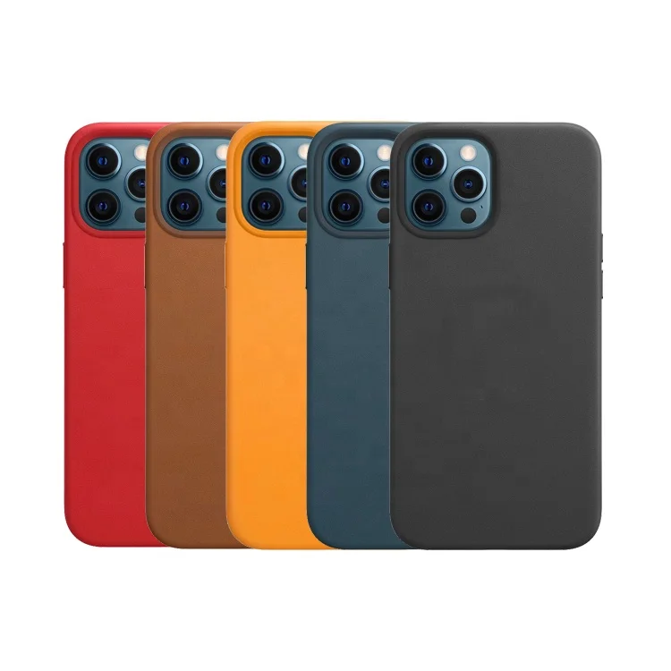 

Factory Newest Custom Luxury Real Genuine Leather Case for iPhone 12 12 Pro Max 12 Mini Case Official Protective Cover Case, Black, brown, blue, red, yellow