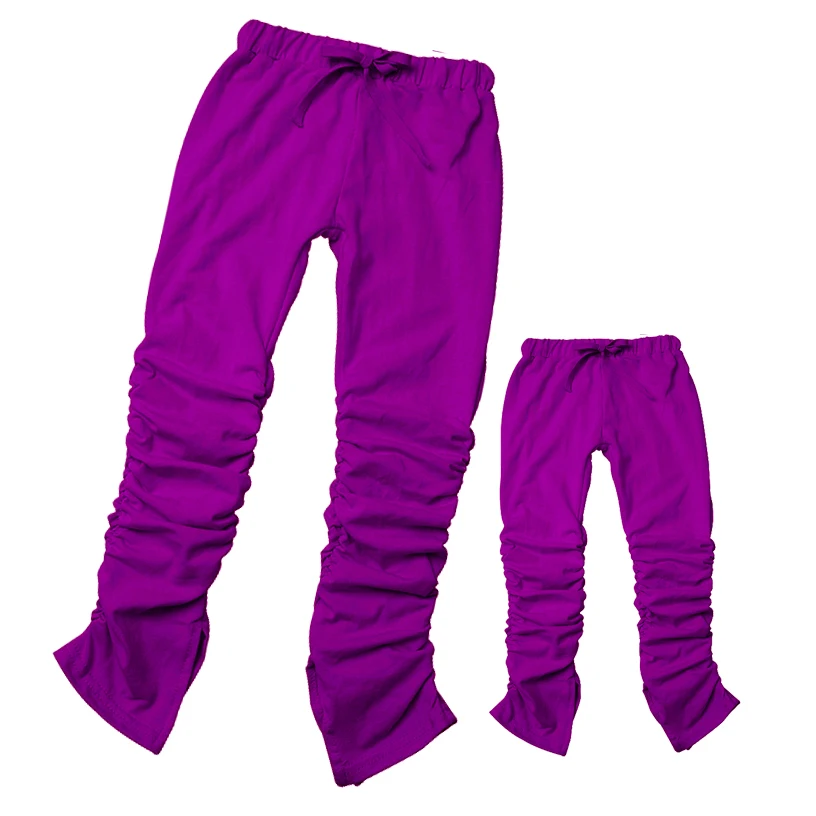 

Wholesale Mommy And Me Outfits Kids Winter Clothing Girls' Pants 100% Cotton Fabric Jogger Stacked Pants Set For Women