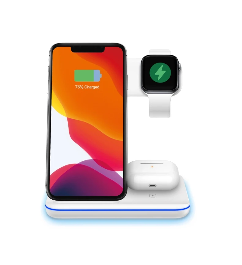 

new product 15W QI Multi-function wireless charger phone desktop holder lazy wireless charger for apple watch Charging Station