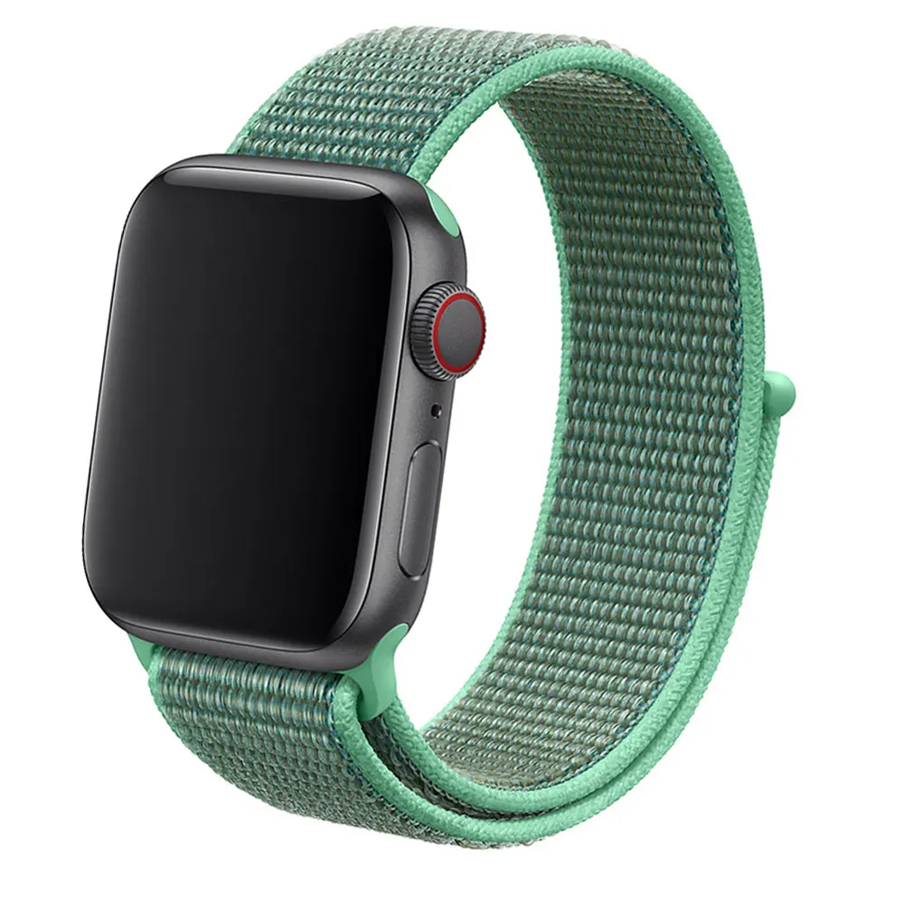 

HY 100+Colors Breathable Fabric Loop Replacement Sport Nylon Strap Band For Apple Watch 1 2 3 4 5 6 7