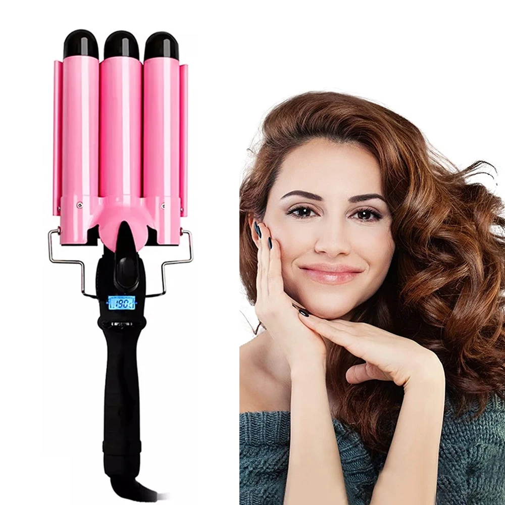 

2021 OEM Supplier ceramic three barrel LCD curling iron waveformers hair curlers for long hair