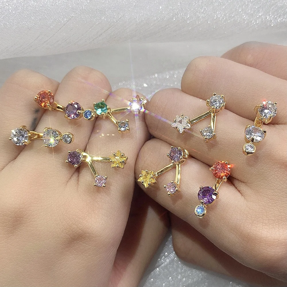 

Summer 2021 Wholesale Thailand Jewelry Beautiful MultiColor Bling Diamond Dainty Stud Earrings For Women