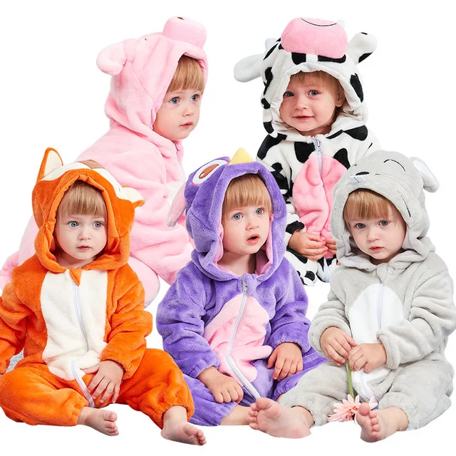 

Super soft baby animal pajamas flannel onesie for baby romper