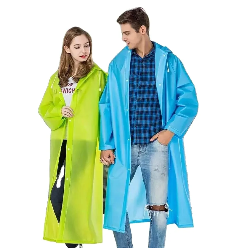 

PEVA rain poncho recycle EVA rain coat poncho with buttons raincoat raincoats, Yellow/blue/red /green /purple/black
