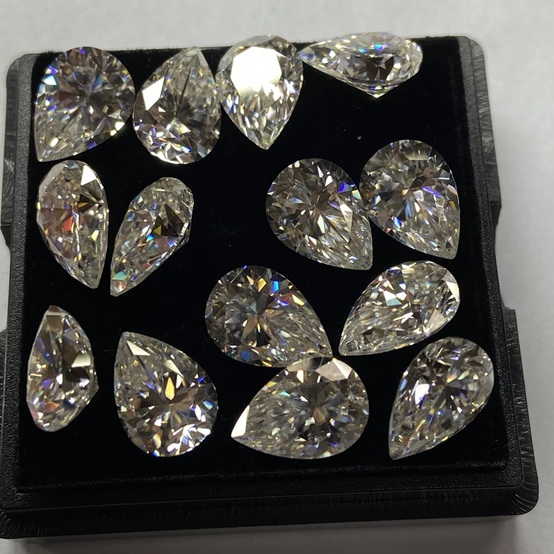 

GRA Certificate D VVS Bright white Pear cut 7x10mm 2 carat Wholesale loose moissanite diamond stone for ring making