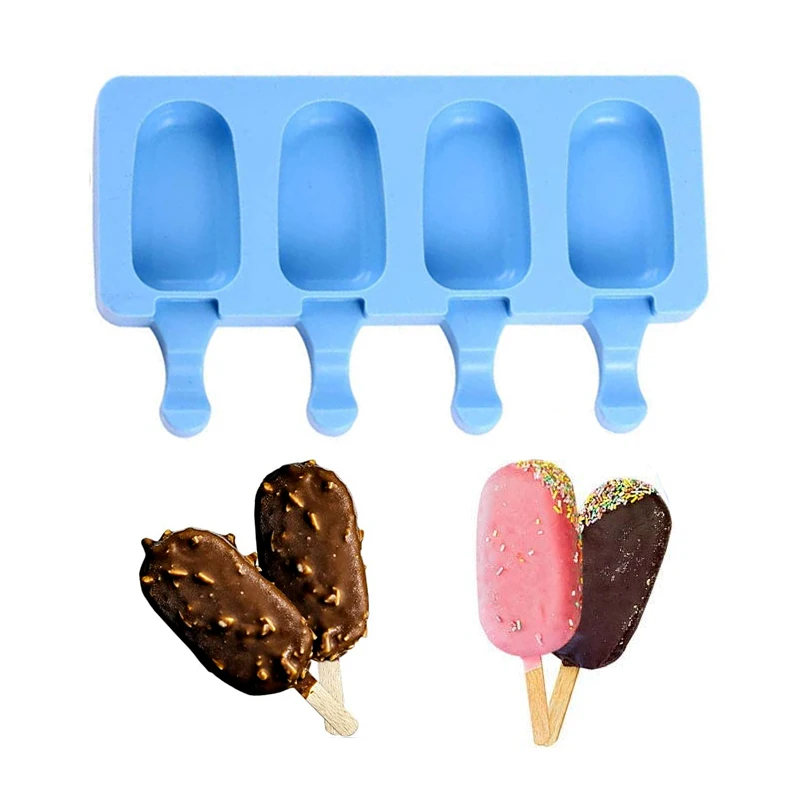 

4 Cavity In stock Wholesale cake baking ice cream popsicle mold 3d silicone chocolate mold