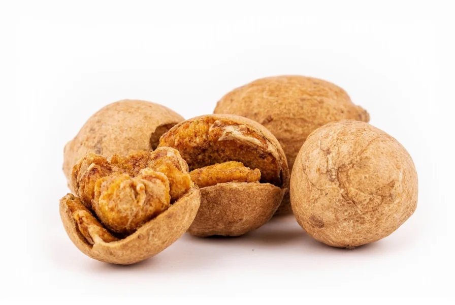 Infographic showing the journey of nutmeg from tree to spice jar with allergy safety information