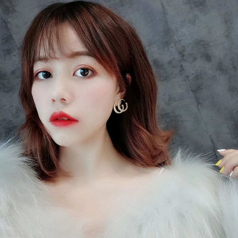 Yiwu Kinling S925 Silver Needle New Letter Wild Earrings Personality Fashion Temperament Earrings