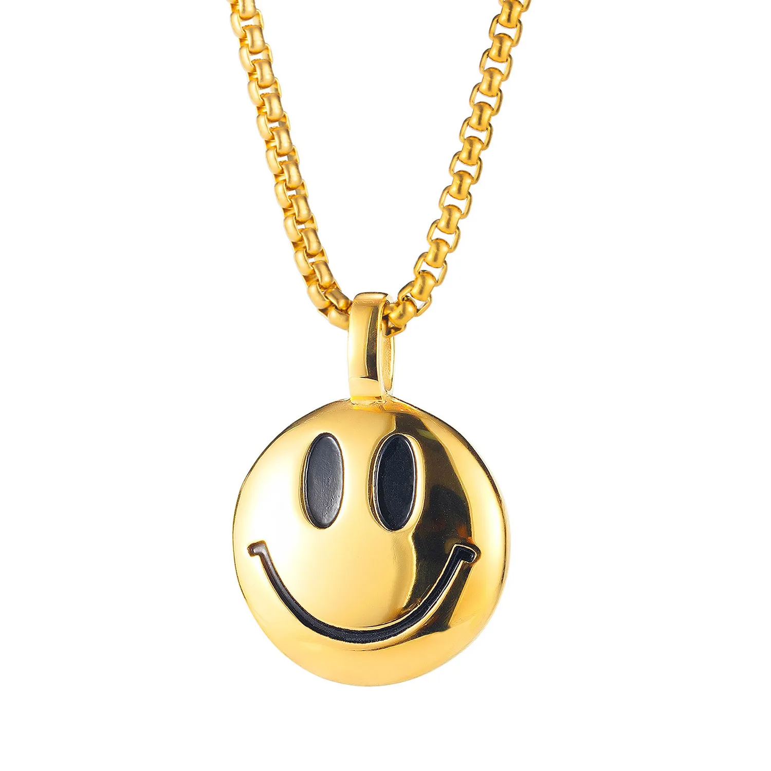 

2021 Fashion Smiley Pendant Necklace Silver/Gold Plated Titanium Steel Jewelry Smiley Face Necklaces for Women Men