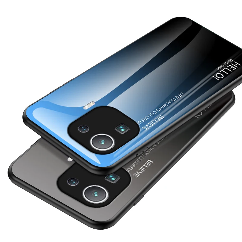 

Gradient Glass Coque Xiomi Redmi Note 8 Pro 9 9S 10 Poco F2 F3 M2 M3 X2 X3 Mi10 10T Lite Cover For Xiaomi Mi 11 Ultra Phone Case