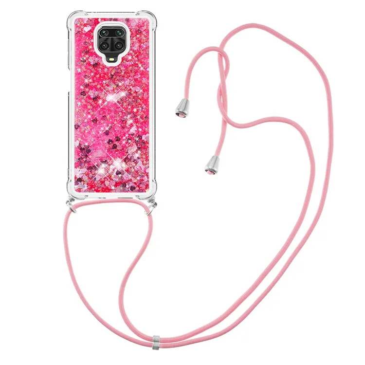 

Luxury Crossbody Glitter Liquid Quicksand With Rope Lanyard Phone Case For Xiaomi Mi 11 Cover For Redmi Note 10 10s 9 9s Pro MAX, 10 colors