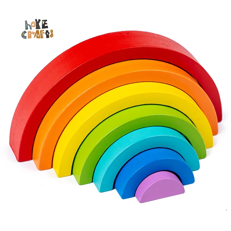 

HOYE CRAFTS Montessori diy stacking blocks wooden balance toy rainbow building blocks