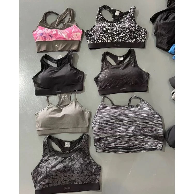 

Factory Wholesale Women's New Shockproof Underwear Fitness Yoga Bra Paded Branded Overrun Cheap Stock Lot Sports Biker Tops, Muti