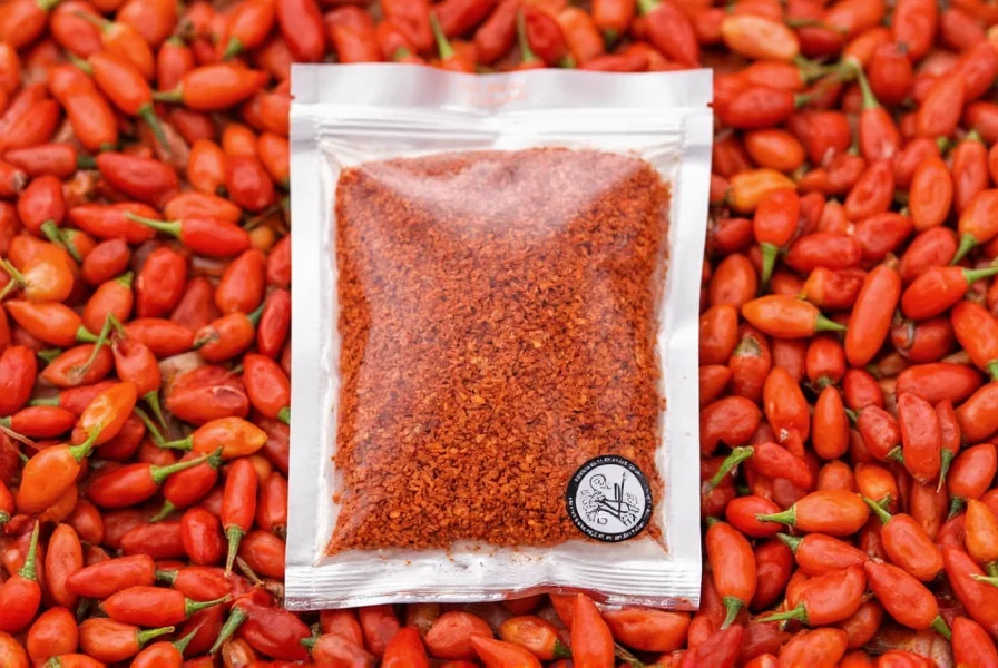 Hand holding a spoonful of Thai chili flakes