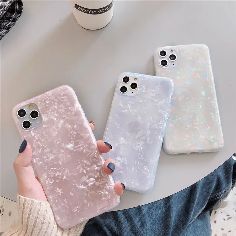 

Glitter Dream Shell Pattern Case For iPhone 12 11 11Pro Max XR XS Max X 8 7 6S Plus Soft IMD Silicone Cover For iPhone 11 12 Pro