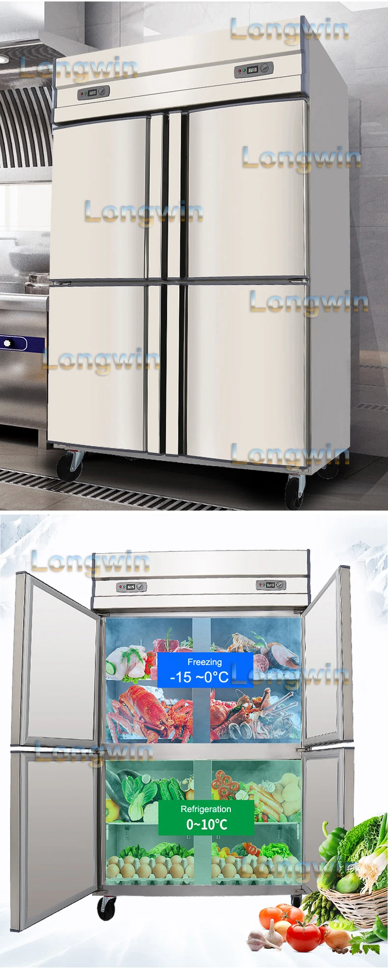 1300l Large Refrigerator Solid Door Upright Chiller Cooler Commercial Freezers And Refrigerators 