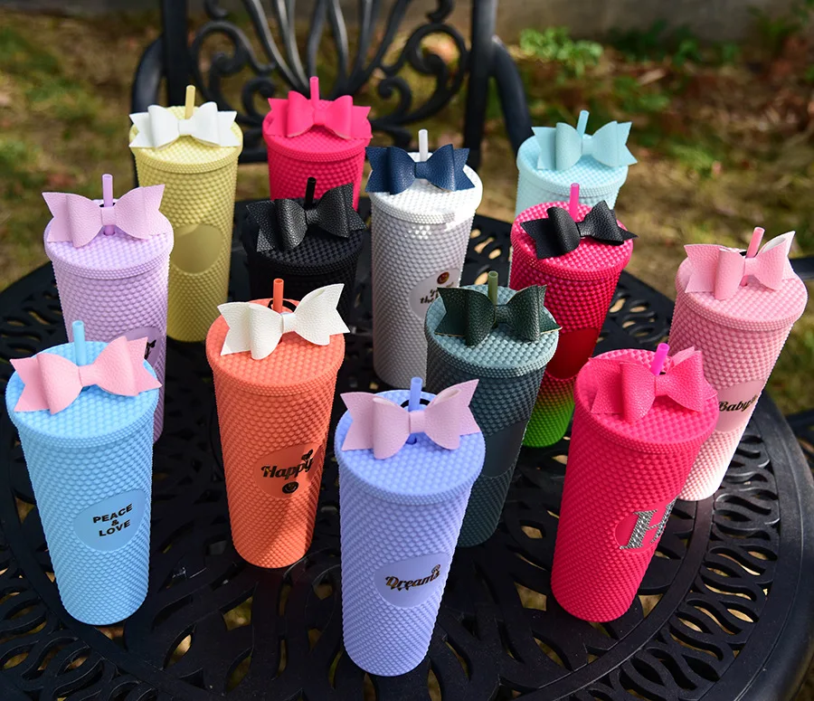 

wholesale straw studded cup tumbler decoration sticker bowknot silicone cartoon straw tips cover