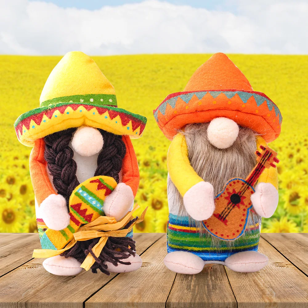 

Summer Fiesta Gnomes for Mexican Taco Tuesday Elf Dwarf Gift Handmade Toy Household Ornaments Home Kitchen Farmhouse Decor