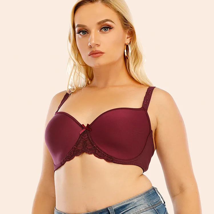 

Wholesale Hot Sale Fat Woman High Breathable Lace Plus Size bra Wire Free Female Underwear Sexy Plus Size Condole Belt Underwear, Picture shows