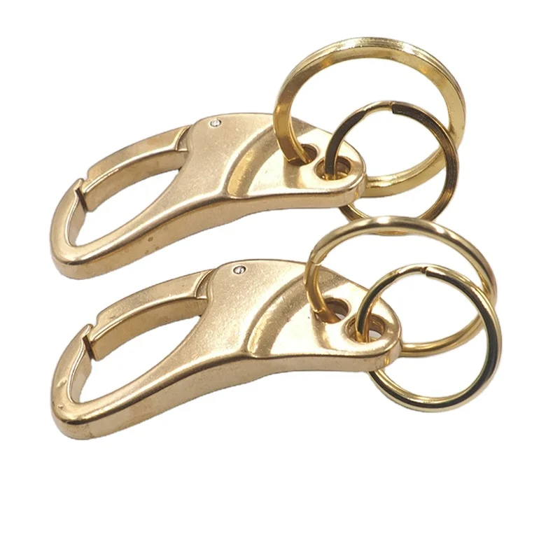 

Ivoduff Brass Keychain Key Buckle Snap Hook With Key Ring Swivel Hook Lobster Clasps, Gold