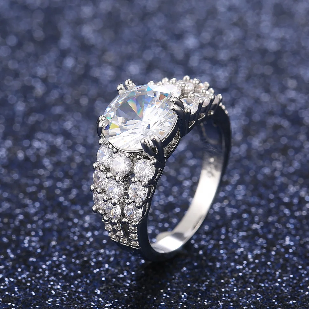 

Big Round Zircon Elegant Women Wedding Rings High Quality Delicate Girl Gift Ring Fashion Jewelry