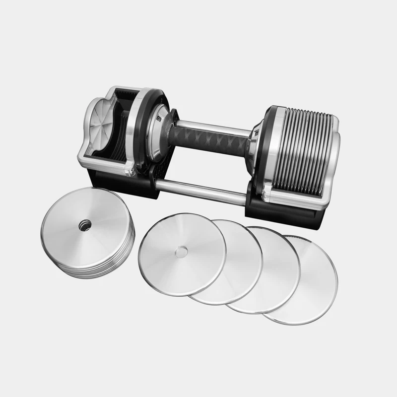 

High quality 32kg Adjustable Dumbbell Fitness 72lb dumbbells adjustable Multi Weight Steel Dumbbell, Silver