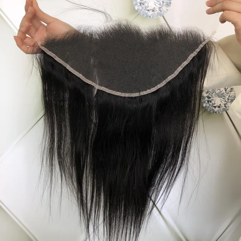 

13*4 HD Lace Frontal Swiss Silk Transparent Ultra Thin Straight HD Lace Frontal, Mink Human Hair With Baby Hair, Natural black colors 1b#