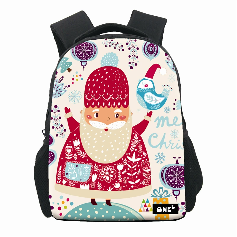 

Cartoon Santa Claus printed school bags with comfortable padded large capacity lightweight school bag cheap, Customized