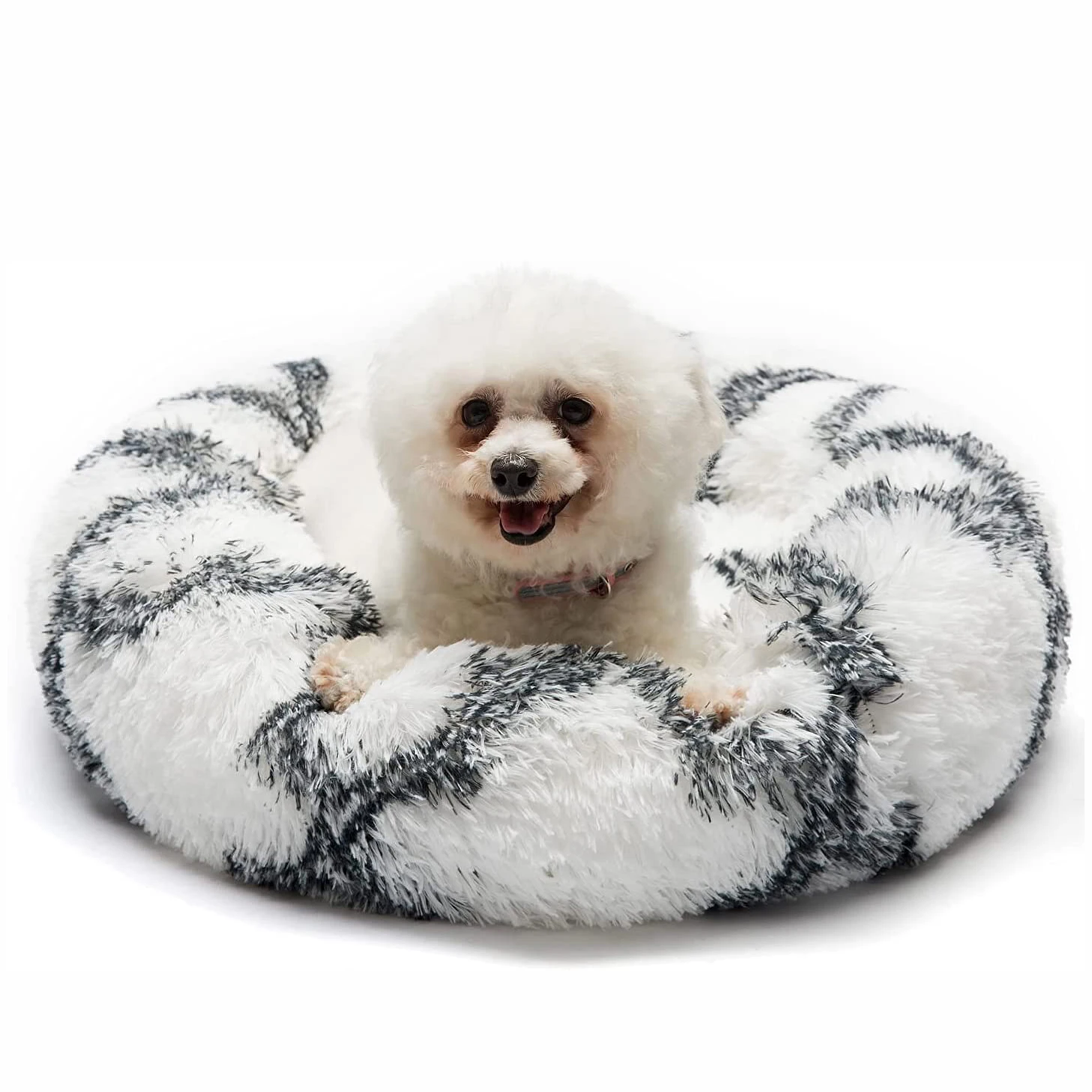 

Removable Small Washable Pet Cat Faux Fur Soft Warm Round Customized Fluffy Plush Donut Dog Bed, Multiple colour
