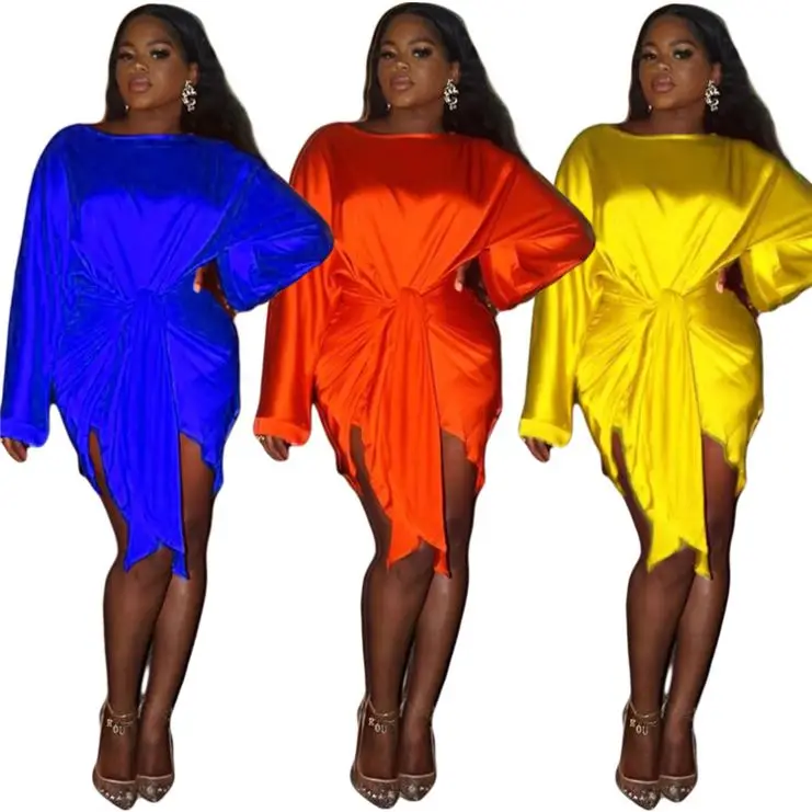 

M11680 plus size dresses imitated silk night club wear dresses women lady elegant