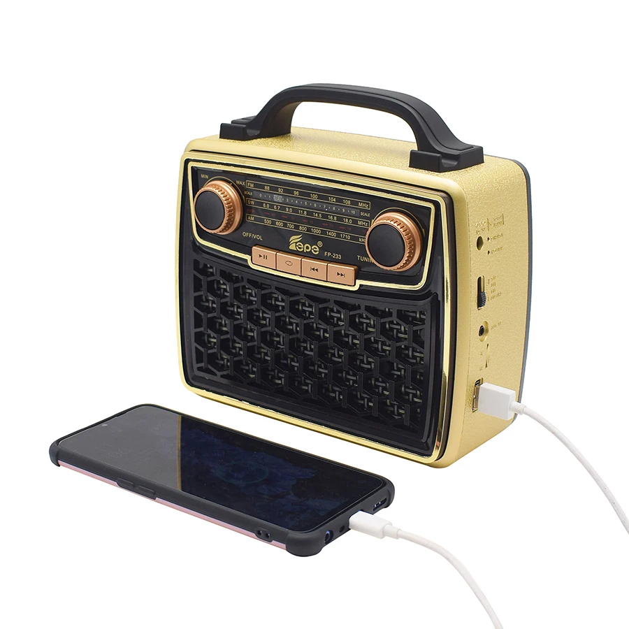 

Home Classic design portable vintage retro rechargable wooden am fm sw radio support USB TF BT