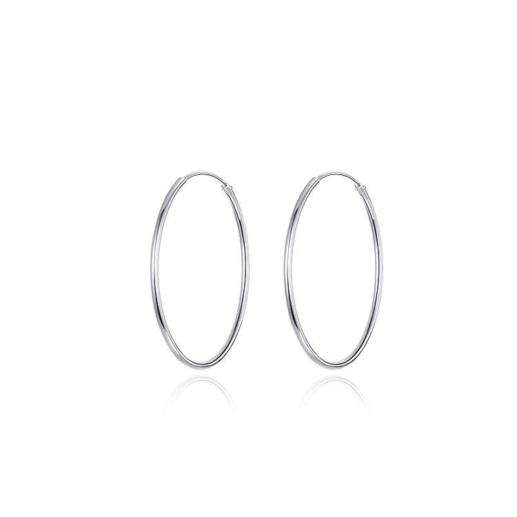 

925 Sterling Silver Big Round Circle Hoop Earrings Jewelry Wholesale