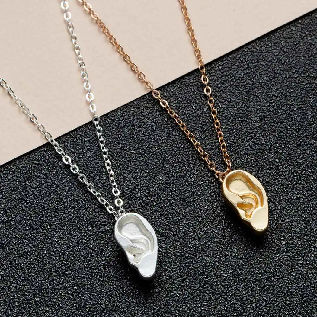 

Fashion Necklace Ear Shape Charms Pendant Nursing Necklace Pendant Jewelry Making Necklace, Gold, silver