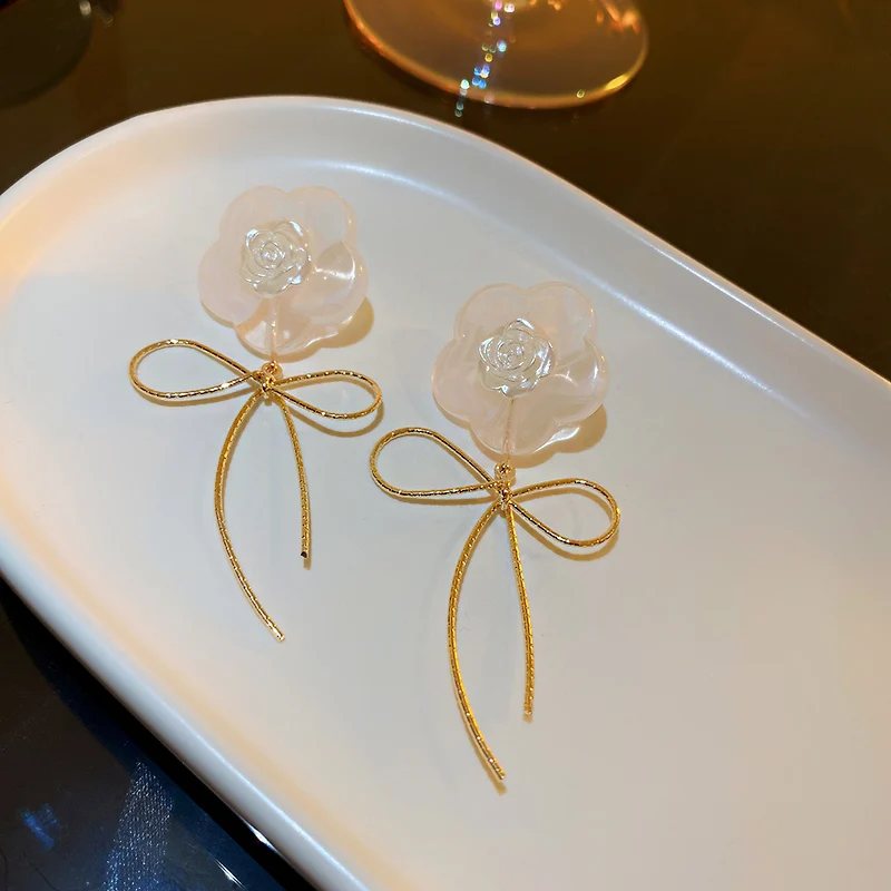 

trendy fashion bow cheap flower jewelry earring