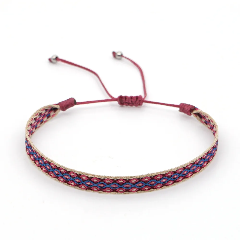 

FL0887 Fashion Ethnic Ribbon Bracelet handmade Ethnic Retro Bohemian woven Jacquard Webbing friendship Bracelet