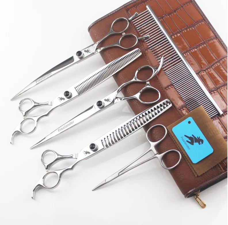 

8.0 Inch Freelander 4 scissors set High-end Pet Grooming Straight Cut Bend Cut Fishbone F2