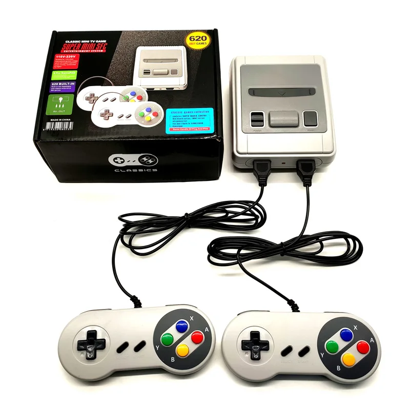 

Retro Game Console Classic Mini SFC Snes Game with Built-in 620 Games and 2 Pack Controllers 8-bit AV Output Mini console, As the picture shown